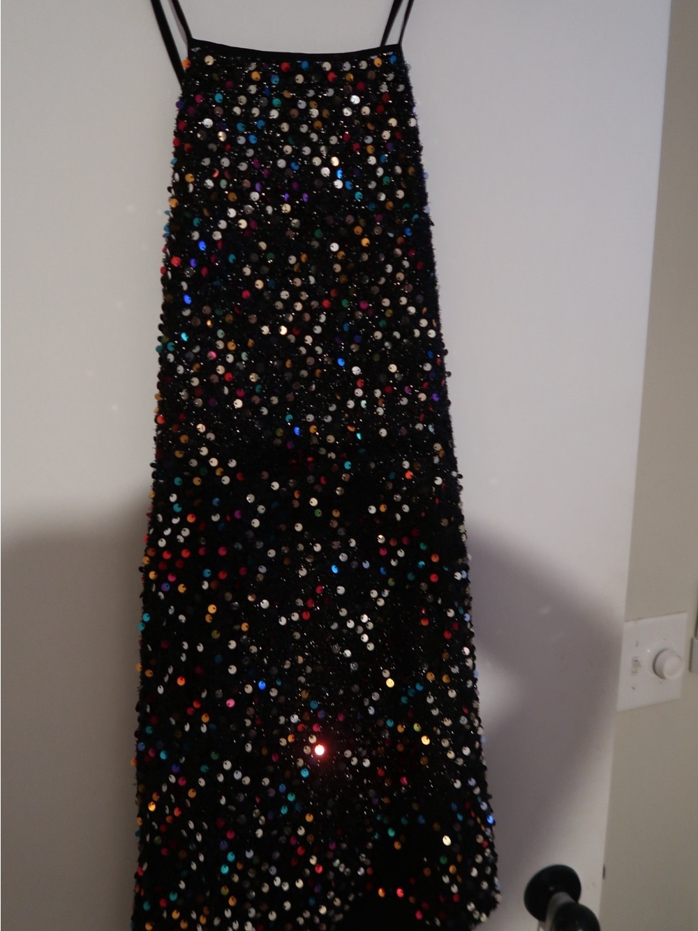 Black Sequin Multicolor Sparkle Mini Dress